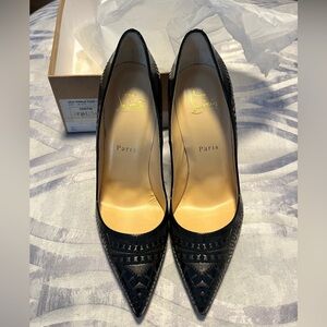 Never Worn - Authentic Christian Louboutin Black Laser Cut Heels